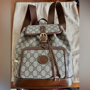Gucci Beige and Brown Monogram Backpack